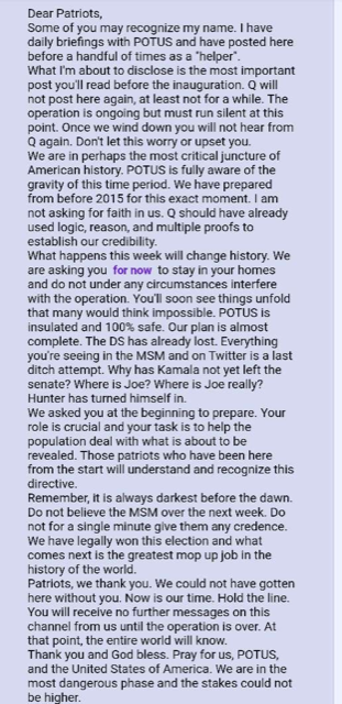 Dear Patriots, an Important Read about What's Coming || Anonymous (Reader)